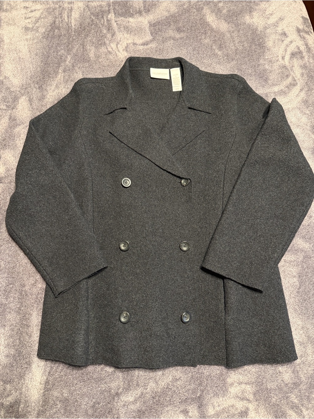 Liz Claiborne Medium Petite Dark Gray Wool Jacket Double Breasted